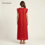 Edelweis | Vestido Maxi Lino con Volantes