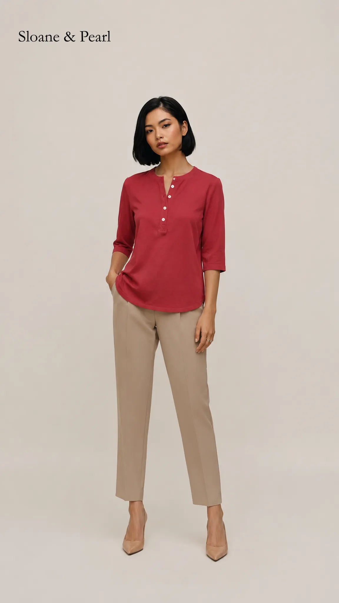 Liana | Top Henley de algodón con detalle de botones