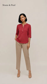 Liana | Top Henley de algodón con detalle de botones