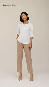 Liana | Top Henley de algodón con detalle de botones
