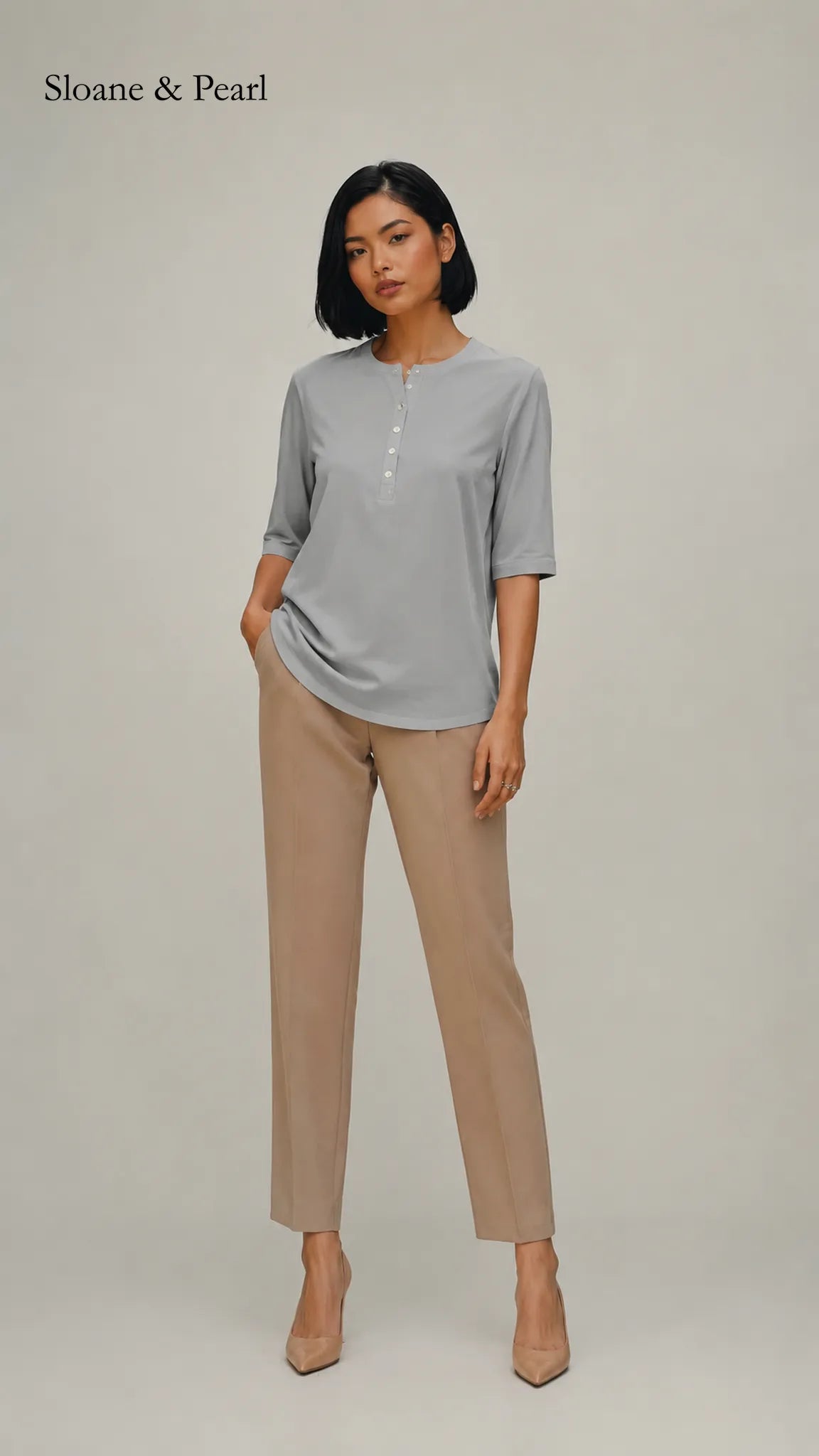 Liana | Top Henley de algodón con detalle de botones