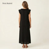 Edelweis | Vestido Maxi Lino con Volantes
