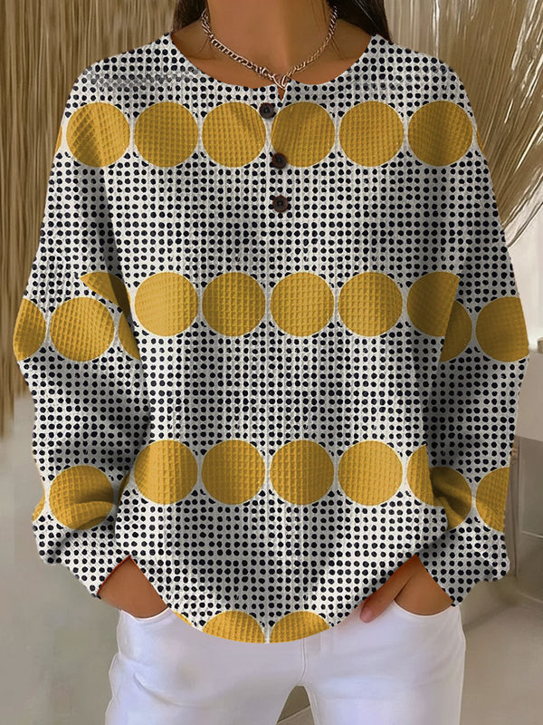Calvina | Blusa Top Manga Larga Lunares