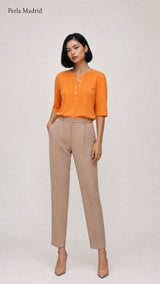 Carlota | Top Henley de algodón con detalle de botones