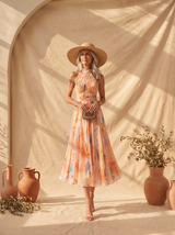 Zahra | Vestido maxi halter con estampado en acuarela