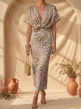 Kristen | Vestido midi de lino y seda en tono cobre