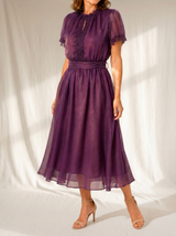 Felicity | Vestido largo de gasa con ribete de encaje