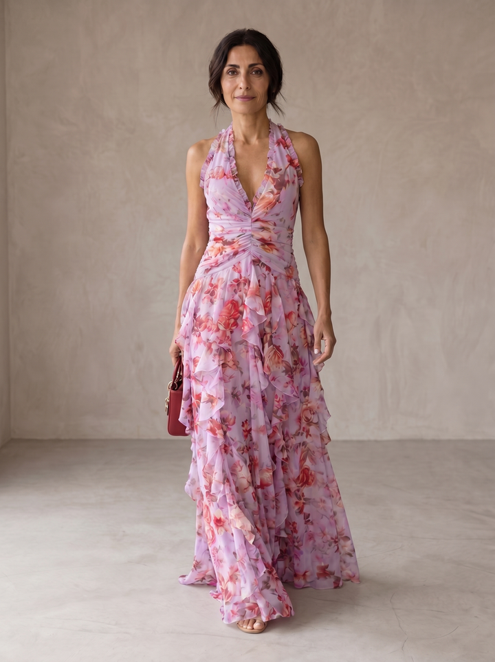 Cali | Vestido largo de rosas en cascada