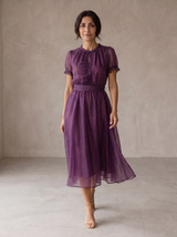 Felicity | Vestido largo de gasa con ribete de encaje