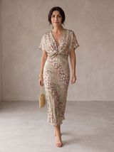 Kristen | Vestido midi de lino y seda en tono cobre