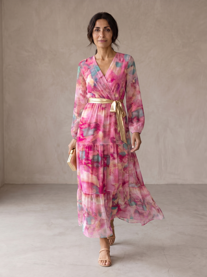 Jeanie | Vestido midi cruzado con estampado floral