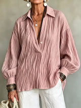 Felisa | Blusa Burdeos Arrugada Cuello V
