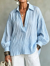 Felisa | Blusa Burdeos Arrugada Cuello V