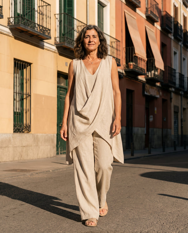 Carme | Conjunto Drapeado con Pantalones Anchos